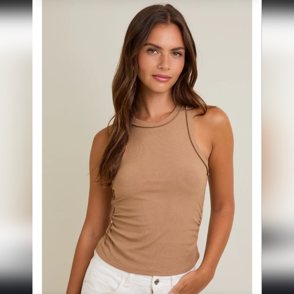 NWT Le Lis Camel Ribbed Tank Size S